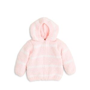Angel Dear Pink and White Fuzzy Hooded Jacket, 0-6 Months